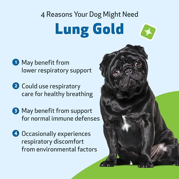 Pet Wellbeing Lung Gold for Dogs - Respiratory Support for Canine Lungs, Healthy Immune Defenses, Lower Respiratory Tract - NASC Certified & Vet-Formulated - 2 oz Liquid