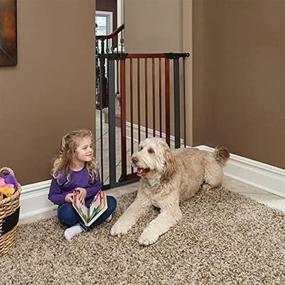 MidWest Homes for Pets 39-Inch Tall Pet Gate with Textured Graphite Frame and Decorative Wood Door, Expands to 38 Inches Wide, Includes 3-inch Extensions