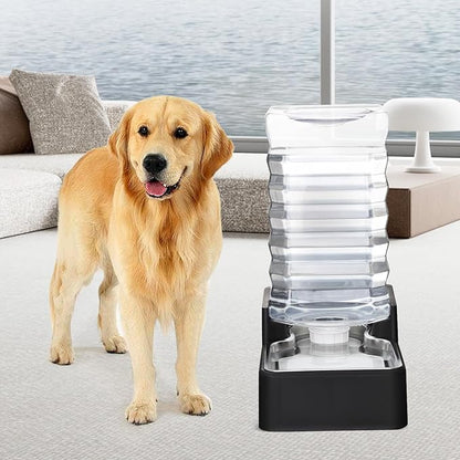RIZZARI Stainless Steel Pet Water Feeder: 10L Gravity Leak-Proof Auto Refill Water Dispenser - Non-Slip Base- Without Filter -Easy Clean - for 40-60 LB Dogs- Home/Office/Travel