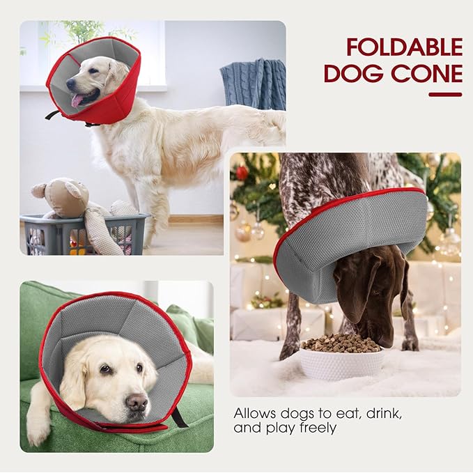 Dog Cone Collar After Surgery for Medium Dogs, Adjustable Soft Recovery Cone for Dogs to Stop Licking Biting, Comfortable Pet Elizabethan Alternative for Wound Healing