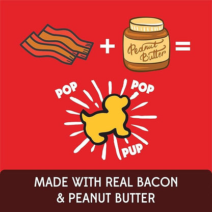 Pup Corn Plus - Puffed Dog Treats with Prebiotics and Probiotics - Bacon & Peanut Butter (24oz) - Made in USA (Pack of 2)