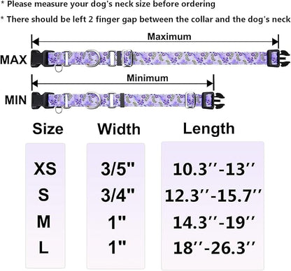 Reflective Martingale Collar for Dogs with Quick Release Buckle Cute Girl Female Flower Dog Collars (Lavender Floral, Medium)