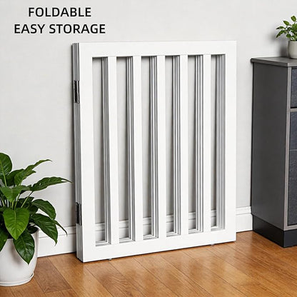 ZJSF Freestanding Indoor Dog Gate for House Foldable Wood White Puppy Gate for Doorways Pet Gate for Stairs Extra Wide Pet Fence 24" Height 3 Panels