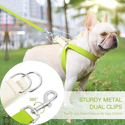 No Pull Dog Harness and Leash Set, Callor, Step in Dog Halter Harness with Poop Bag Holder, Adjustable Lightweight Cotton Straps Suitable for Small Medium Large Dogs Outdoor Walking Running Hiking