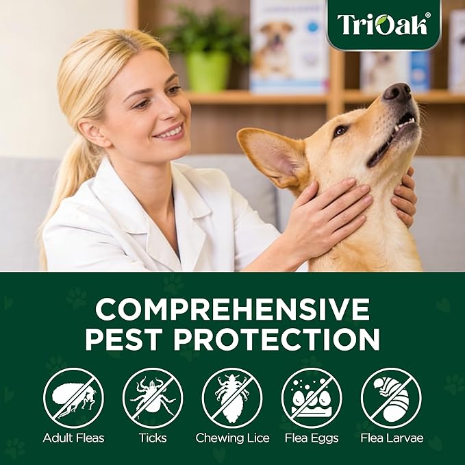 Flea and Tick Prevention for Dogs, 6 Doses Topical Flea Treatment, Helps Control Fleas, Ticks and Lice, for Medium Dogs 23–44 lbs, Waterproof, Fast Acting