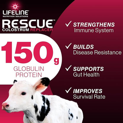 ANNUSO LIFELINE Rescue High-Level Colostrum Replacer for Calves, 8.8lb Pail - 150g Globulin Protein - Replaces Maternal Colostrum in One Feeding - Immune Support, Vitamins, Minerals - Easy-Mix Formula