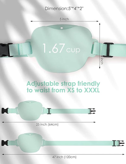 Dog Treat Pouch with Training Clicker, Upgrade Stronger Magnetic Closure to Avoid Spilling, 1.67 Cup Silicone Treat Bag Fanny Pack with Waist Belt for Pet Training Walking (Green)