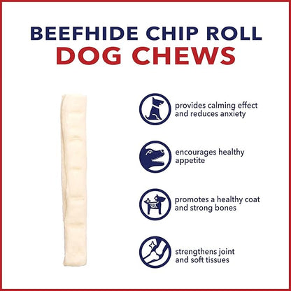 Pet Factory American Beefhide 5" Chip Rolls Dog Chew Treats - Natural Flavor, 50 Count/2 Pack