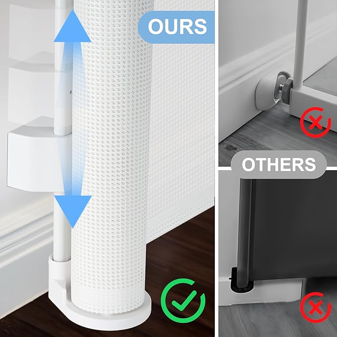120 inches Extra Wide Baby Gate, 34 inches Tall Retractable Pet Gate for Large Openings, Hallways, Room Dividers, Mesh Safety Barrier for Indoor Outdoor Use, White