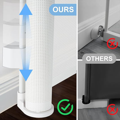120 inches Extra Wide Baby Gate, 34 inches Tall Retractable Pet Gate for Large Openings, Hallways, Room Dividers, Mesh Safety Barrier for Indoor Outdoor Use, White
