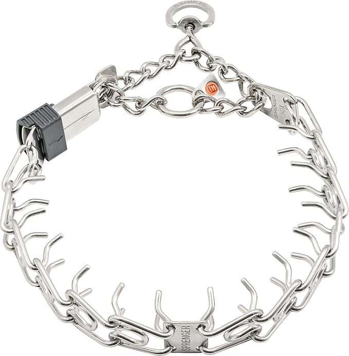 Herm Sprenger Stainless Steel Dog Collar with Short Links and Quick Release ClicLock Buckle Made in Germany (Stainless Steel, 20in x 3.0mm (Neck Size up to 16-17in))