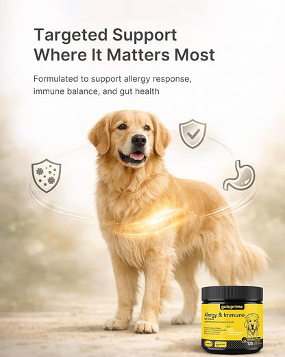 Dog Allergy Relief Chews Allergy & Immune Support for Dogs, Seasonal Allergy Support, Supports Immune Balance & Skin Comfort, Gut Health Soft Chews