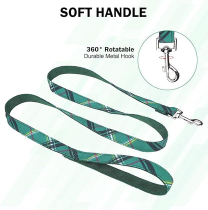 Dog Collar and Leash Set for Small Dogs, Adjustable Soft Puppy Collar with Quick Release Buckle, 5FT Heavy Duty Nylon Matching Leash for Boy Girl Chihuahua, Yorki, Bulldog, Green S
