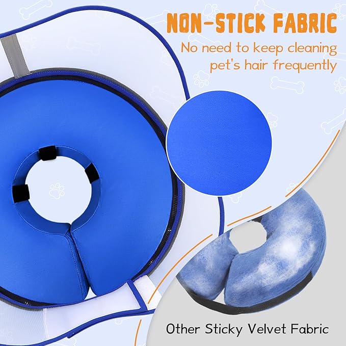 Elevated Inflatable Dog Cone Collar Alternative After Surgery, Dog Donut Collar, Soft Pet Cone to Stop Licking for Small Medium Large Dogs