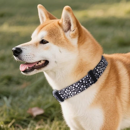QQPETS Adjustable Soft Dog Collar: Print Flower Pink Multicolor Cute Patterns for XS Small Medium Large Pet Girl Boy Puppy Walking Running Training