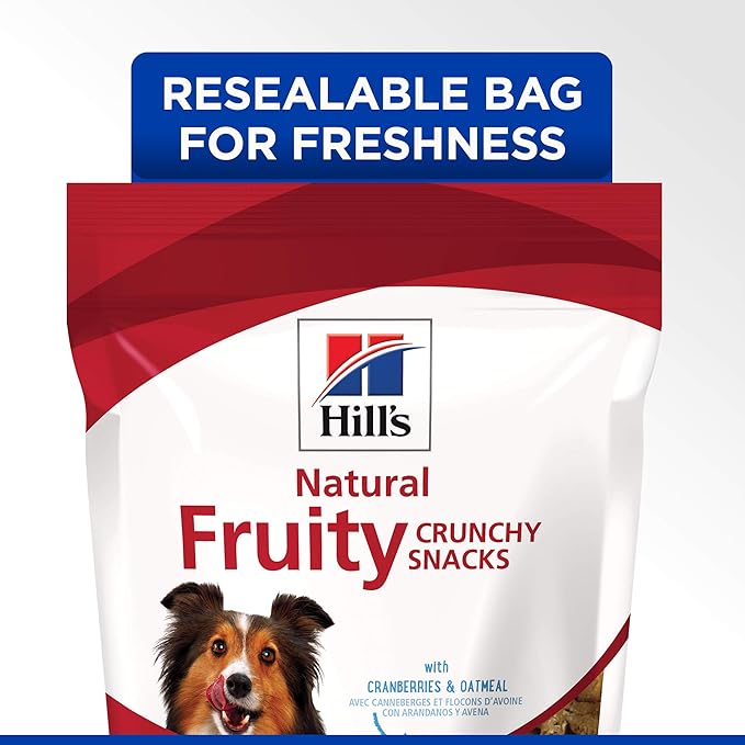 Hill's Natural Fruity Crunchy Snacks,All Life Stages,Great Taste,Dog Treats,Cranberries & Oatmeal,8 oz Bag,(Pack of 2)