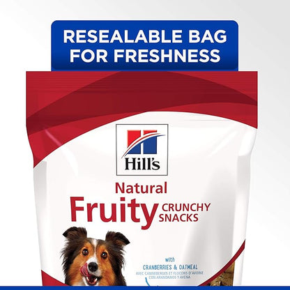 Hill's Natural Fruity Crunchy Snacks,All Life Stages,Great Taste,Dog Treats,Cranberries & Oatmeal,8 oz Bag,(Pack of 2)