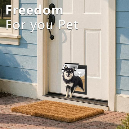 [MAVRICPOWER] Aluminum Medium Dog Door for Door, Doggie Door with 2 Sliding Lock Panels for Exterme Weahter, Pet Door for Small Dogs Up to 30 lbs