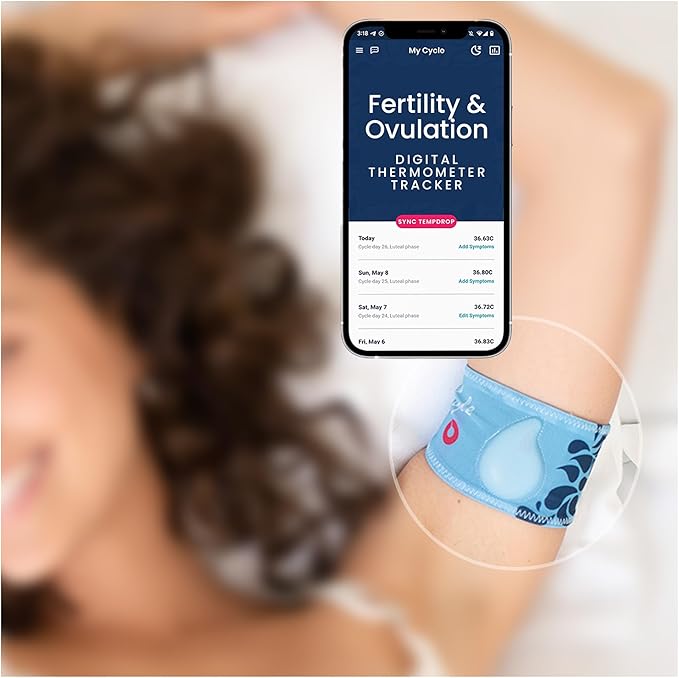 Tempdrop Fertility and Ovulation Tracker –Wearable Basal Body Temperature (BBT) Monitoring Sensor and Fertility Charting App Includes Comfortable Armband (L/XL - 12.5-18.5 Inches)