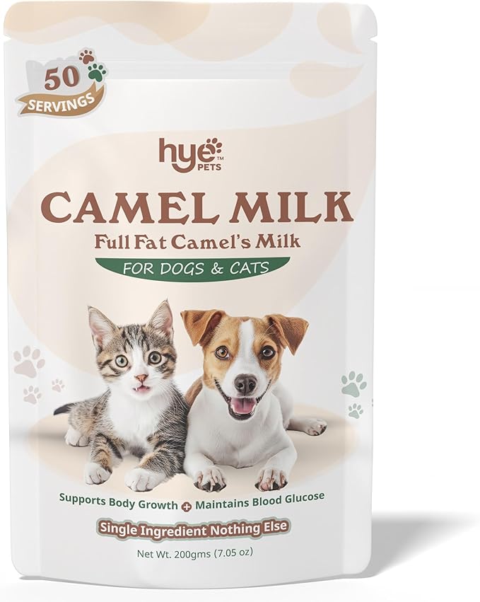 HYE Pets Full Fat Camel Milk Powder for Dogs & Cats, Support Body Growth and Maintain Blood Glucose, 7.05 Oz