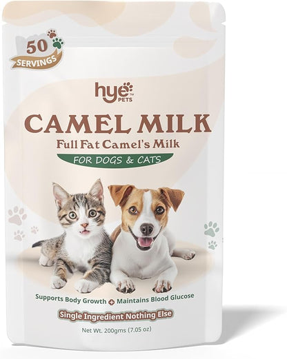 HYE Pets Full Fat Camel Milk Powder for Dogs & Cats, Support Body Growth and Maintain Blood Glucose, 7.05 Oz