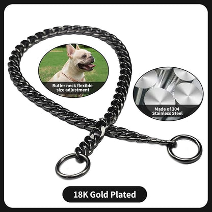 Stainless Steel P Chock Metal Chain -JYHY Dog Necklace Collars Walking Training Pet Supplies for Small Medium Large Dogs (24" (Fits Neck 20" to 22"), Black)