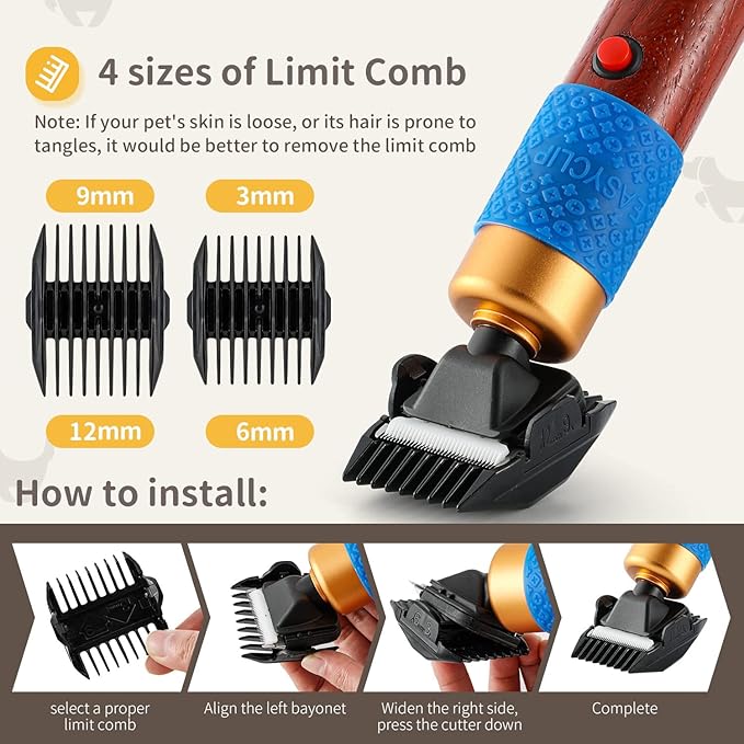 CGOLDENWALL Dog Hair Clipper for Grooming 200W Pet Clipper Kit with Spare Blade, Low Noise&Vibration, Animal Grooming Trimmer for Cat Sheep Dog 110-240V