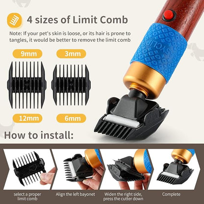 CGOLDENWALL Dog Hair Clipper for Grooming 200W Pet Clipper Kit with Spare Blade, Low Noise&Vibration, Animal Grooming Trimmer for Cat Sheep Dog 110-240V