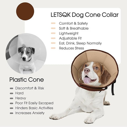 Dog Cone Collar After Surgery for Medium Dogs, Adjustable Soft Recovery Cone for Dogs to Stop Licking Biting, Comfortable Pet Elizabethan Alternative for Wound Healing