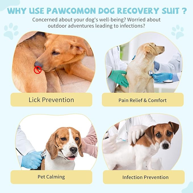 Dog Onesie for After Surgery Recovery Suit Pet Surgical Suit for Female Male Cone E-Collar Alternatives After Spay Abdominal Wounds Protector Dog Anti-Licking Onesie for Small Medium Dogs