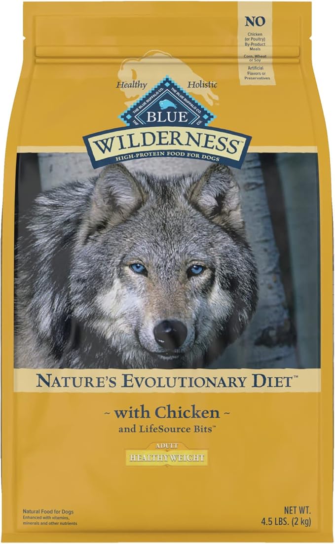 Blue Buffalo Wilderness High Protein, Natural Adult Healthy Weight Dry Dog Food, Chicken 4.5-lb