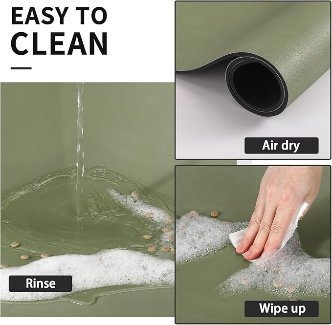 HotLive Dog Food Mat - Absorbent Cat Mat for Food and Water, No Stains Pet Feeding Bowl Mat, Easy to Clean Pet Placemats, Quick Dry Dog Water Dispenser Mat for Messy Drinkers | Paw Green 16"x 24"