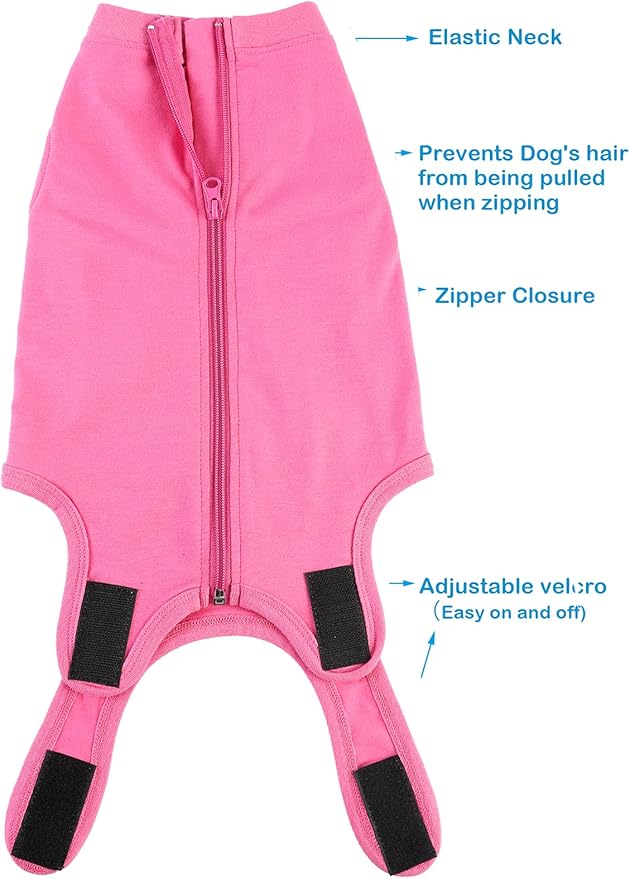 Dog Surgery Recovery Suit - After Spay, Abdominal Wounds Post Surgical Recovery, Anti Licking Breathable Dog Onesies for Small, Medium & Large Pet, Alternative Bandages Cone E-Collar