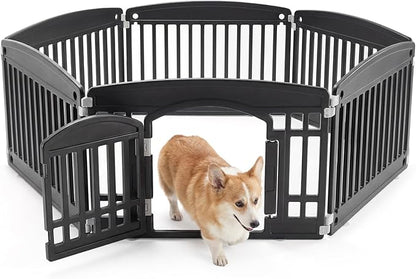 NEWBULIG Dog Playpen 6-Panel, 24IN Puppy Playpen, Stable Dog Play Pen Indoors/Outdoor with Secure Locking Door, Plastic Pet Fence for Small & Medium Dogs
