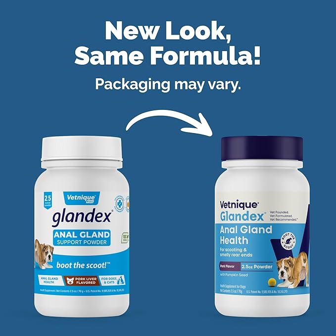 Vetnique Glandex Dog Fiber Supplement Powder for Anal Glands with Pumpkin, Digestive Enzymes & Probiotics - Vet Recommended (Regular or Advanced Strength) - Boot The Scoot (2.5 oz, Pork Liver)