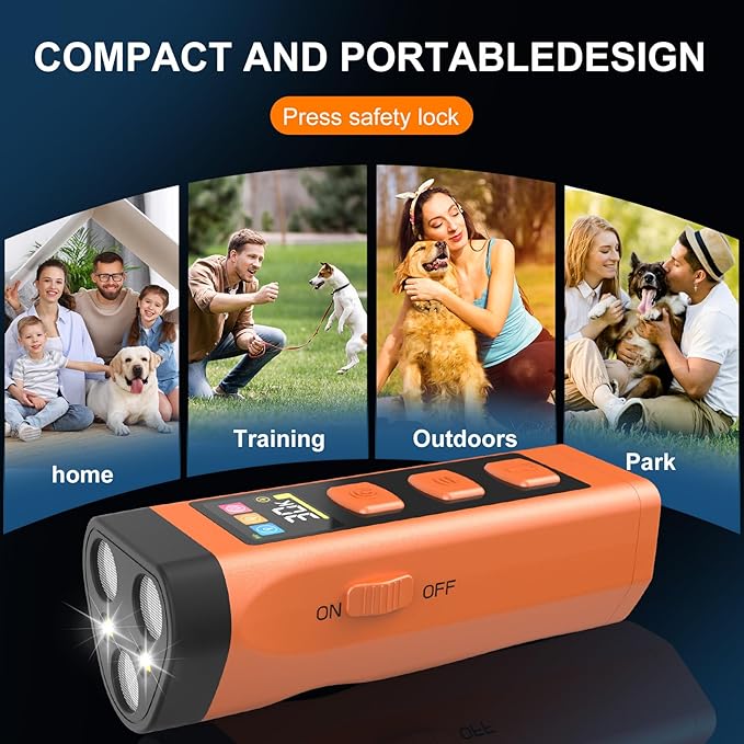 2 Pack Dog Bark Deterrent Device, Color Display 2000 mAh Rechargeable Ultrasonic Anti-Barking Trainer with 4 Frequency Settings 25/30/40/55 kHz, 65ft Long-Range, Safe & Effective Indoor Outdoor Use