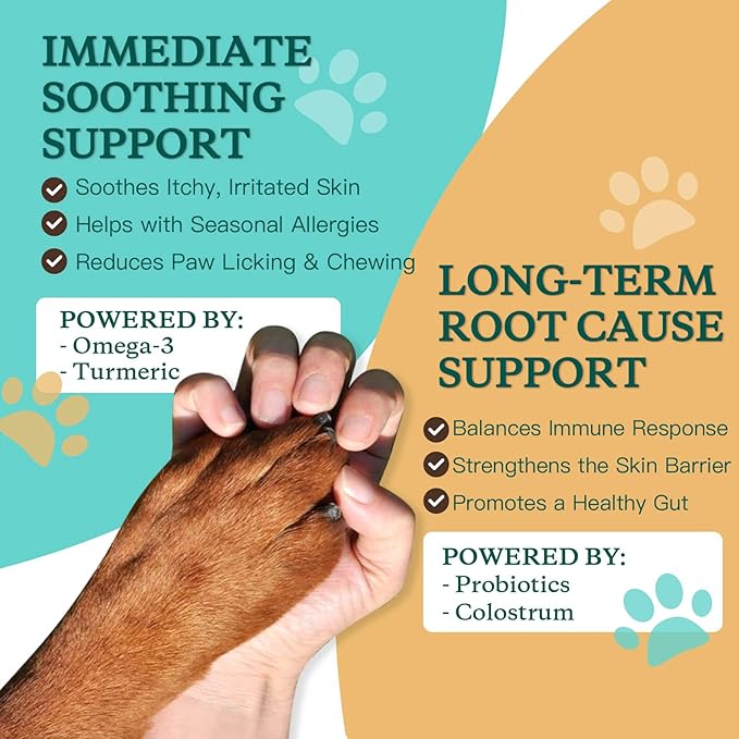 NATURE TARGET Dog Allergy Relief Freeze Dried Chews, with Probiotics, Colostrum for Immune Health, Anti Itch & Seasonal Allergies & Scratching, Omega 3 for Skin & Coat Health, Pawlicking, Hot Spots