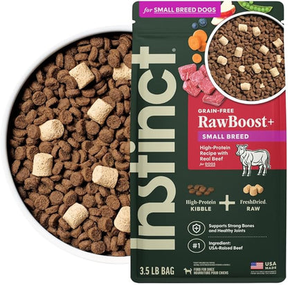 Instinct RawBoost Small Breed, Natural Dry Dog Food with FreshDried Raw, High Protein, Grain-Free Recipe - Real Beef, 3.5 lb. Bag