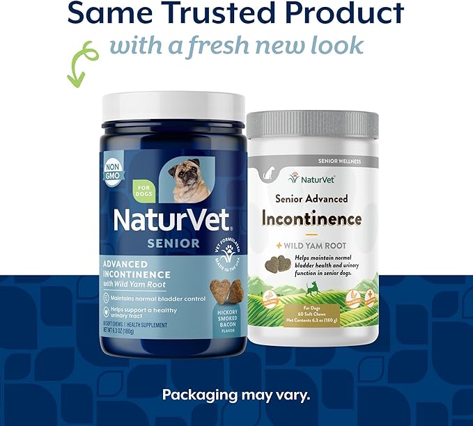 NaturVet Senior Advanced Incontinence Dog Supplement – Helps Support Dog’s Bladder Control, Normal Urination – Includes Synergistic Blend of Botanicals – 60 Ct. Soft Chews