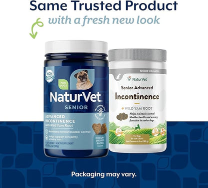 NaturVet Senior Advanced Incontinence Dog Supplement – Helps Support Dog’s Bladder Control, Normal Urination – Includes Synergistic Blend of Botanicals – 60 Ct. Soft Chews