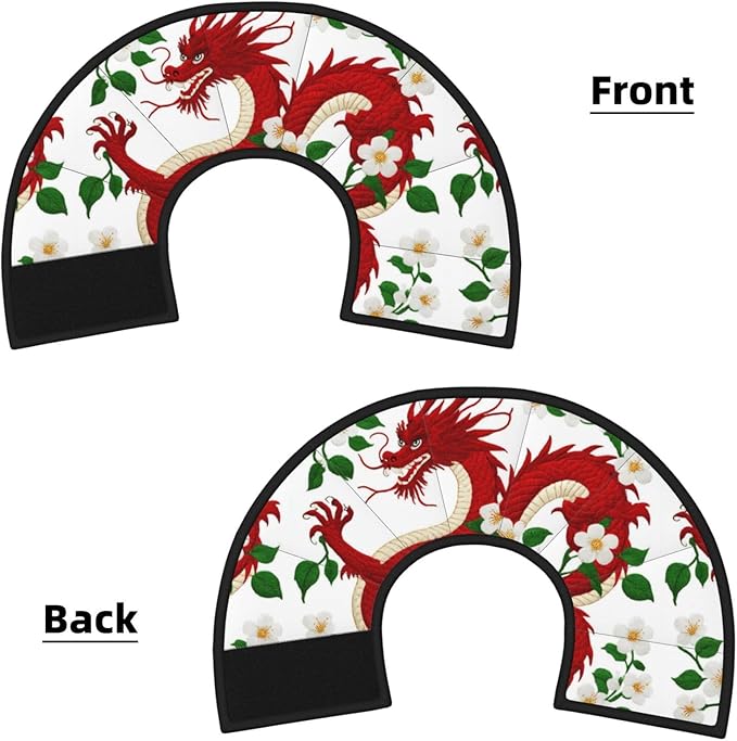 Durable Pet Recovery Neck Collar Floral Chinese Japanese Dragon Flower, Soft Dog Cones for Large Medium Small Dogs, Adjustable and Protective, Stop Licking