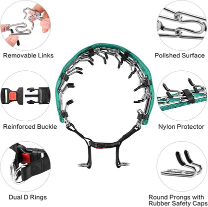 Prong Training Collar with Comfort Tips and Quick Release Snap Buckle - Classic Collar and Leash for Small to Large Dogs