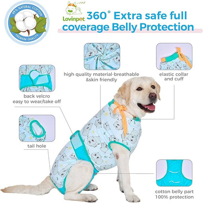 LovinPet Recovery Suit for Dogs: Onesie for Dogs After Surgery Female & Male Anti-Licking Protection Full Body Coverage for Anti-Shedding