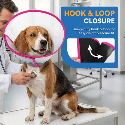 Queenmore Soft Dog Cone Collar for Dogs and Cats After Surgery, Flexible Plastic Cone for Dogs, Dog Recovery Collar, Elizabeth E-Collar Pet Head Cones for Neutering Spay Injury, Rose Red Medium
