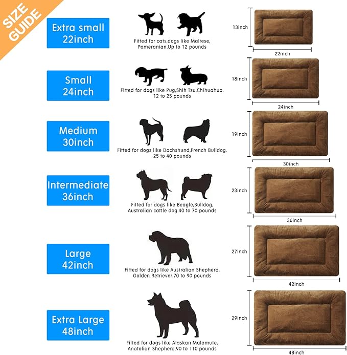 Dog Beds Crate Pad for Medium/Large Dogs Ultra Soft Dog Crate Bed Washable & Anti-Slip Kennel Pad for Dogs Cozy Sleeping Mat,Brown 36inch