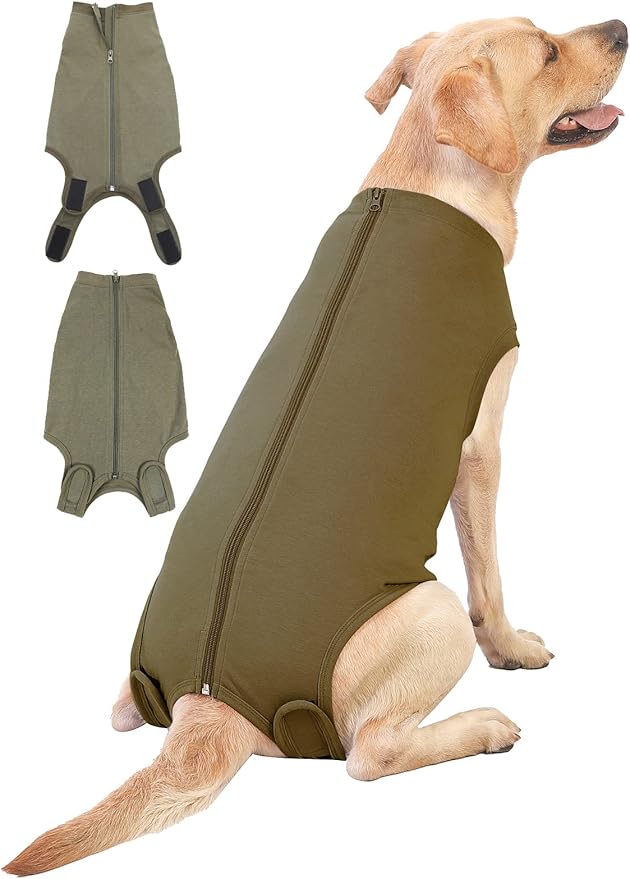Dog Surgery Recovery Suit - After Spay, Abdominal Wounds Post Surgical Recovery, Anti Licking Breathable Dog Onesies for Small, Medium & Large Pet, Alternative Bandages Cone E-Collar