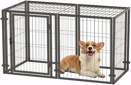 TERRUPEX47.2 Inch Dog Crate Playpen 2-in-1, Heavy Duty Metal Pet Kennel with Removable Tray & Anti-Rust Coating, Portable Dog Cage for Large Medium Dogs, Indoor Outdoor Home Travel Use