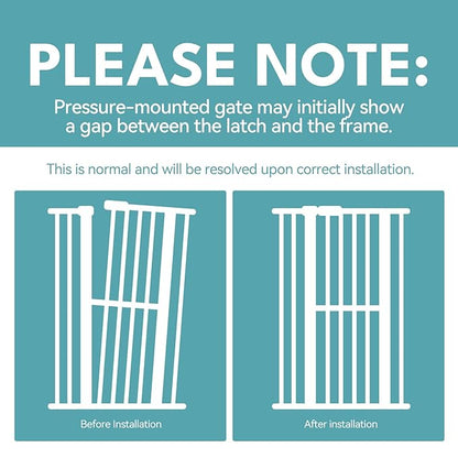 No Pawblems 55.1" Extra Tall Pet Gate for Cat/Dog, 29.9-44.4" Wide Auto Close Tall Cat Gate, NO Drilling Pressure Mounted for Doorways/Hallways, 1.37" Narrow Bar Spacing, Black
