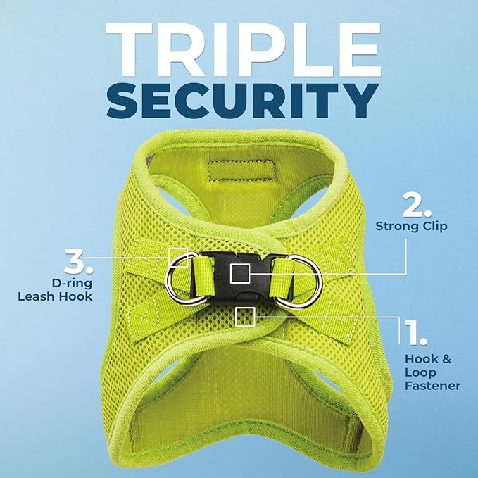 Best Pet Supplies Voyager Step-in Air All Weather Mesh Harness and Reflective Dog 5ft Leash Combo with Neoprene Handle, for Small, Medium and Large Breed Puppies - Set (Lime Green), Medium