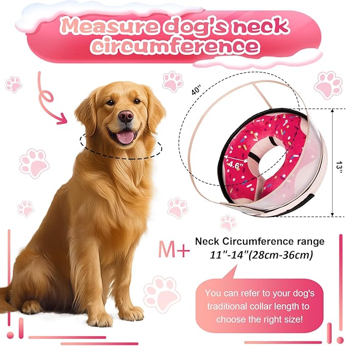 CNEO Inflatable Dog Cone Collar with Detachable Enhanced Anti-Licking Shield, Soft Neck Donut Collar for Dogs After Surgery, Adjustable Dog Cone Alternative for Large Medium Small Dogs & Cats